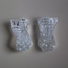 Pair of antique Crystal Cut Glass Posy vases approx 3" Victorian.