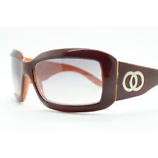 Y2k vintage bug eye sunglasses. Brown shield frame with big chain logo 2000s NOS