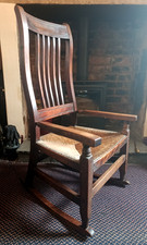 Vintage Antique Adult Farmhouse/Country Style Lancashire Rocking Chair Rush Seat