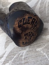 Vintage Shillelagh Carved Cudgel with CLEAR THE WAY a Harp and Shamrock  Ex Con