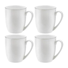Royal Worcester Serendipity Platinum Set of 4 Barrel Shape Mugs