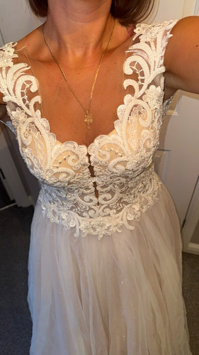 Ivory lace tulle line - ivory, a-line