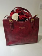 Burgundy Leather Shoulder Bag With Strap Women EST.1885