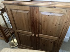 Vintage Solid Pine Linen Press-Rustic Farmhouse Cupboard/Storage Cabinet