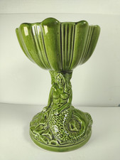Unique Vintage Mermaid Vase Seaweed Green under giant clam shell made in england