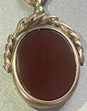 Antique Victorian 9k Rose Gold Bloodstone Carnelian Swivel Fob Pendant