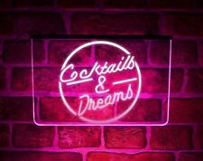 Cocktails and Dreams LED Neon Light Up Sign | Wall Display For Home Gin Bar Pub