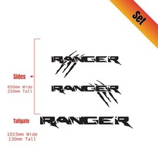 Premium Black Vinyl Sticker Set for Ford Ranger Claw - Side and Tailgate Decals