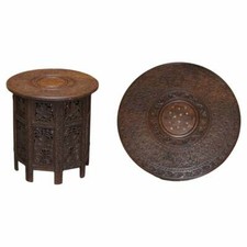 ANTIQUE LIBERTY'S VICTORIAN CIRCA 1880 FLORAL SYRIAN HAND CARVED FOLDING TABLE