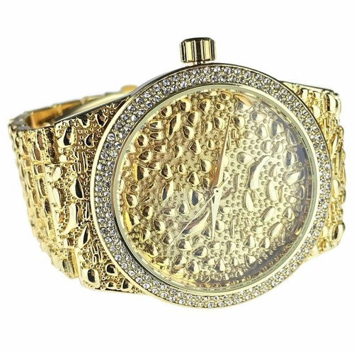 Mens iced nugget watch - mens,