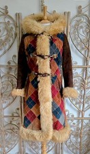 Vintage 1970s Jonathan Legault Boho Suede Shearling Afghan Penny Lane Coat S-M