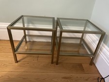 Neptune Keswick Glass / Brass Side Tables x 2 Very Good Condition