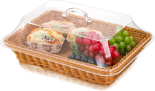Wicker bread basket with clear - bread,