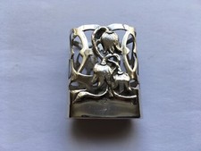 VINTAGE SILVER ART NOUVEAU IRIS FLOWER HEAD PATTERN PERFUME BOTTLE HOLDER