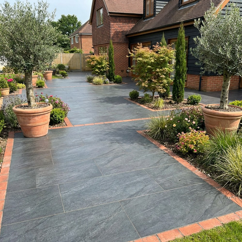 Porcelain paving slabs - slabs, black