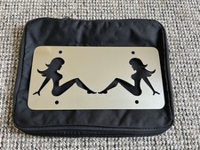 Chrome Sitting Ladies Cutout Novelty License Plate. Car/Truck. New. 12x6 Inch.