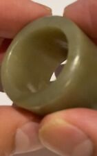 Antique Chinese Celadon Jade Thumb Ring – Archer’s Ring Qing Dynasty Carved