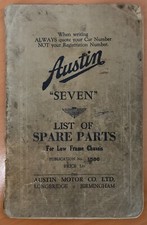 Austin Seven List of Spare