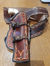 Authentic Western Style Cowboy Belt And Holster