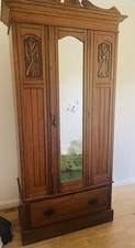 Arts and Crafts Solid Wood Wardrobe Small with Mirror and Drawer