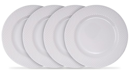 White textured rim melamine - white,