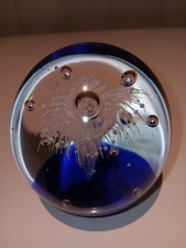 BEAUTIFUL LARGE BLUE/WHITE PAPERWEIGHT. UNKNOWN MAKER.