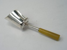 ART DECO SOLID STERLING SILVER SCUTTLE SHAPED TEA CADDY, SUGAR, COFFEE SPOON