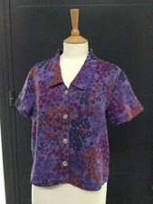 CUT LOOSE FLORAL BLOUSE SIZE SMALL, 100% LINEN, LILAC COLOUR, BOXY SHAPE