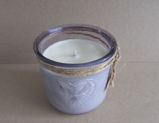 Fragranced Candle (Cherry) in Recycled Glass Heart Embossed - Clearance