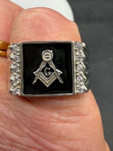 Mens masonic ring black - mens,
