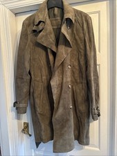 Massimo Dutti Men’s Brown/Green Suede Overcoat Medium 38r