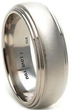 Engraved ''I Love You'' 8mm Mens Titanium Wedding Engagement Comfort Band Ring 