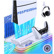 Cooling Station For Playstation 5 Slim Console Digital&Disc Edition+15 Game Slot