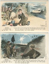 10 CARD & ENV., WWI TOMMYS LIFE IN FRANCE, F MacKAIN - Military Comic Postcard