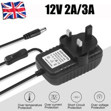 12V Power Supply 230V Input AC/DC Adapter with Overload Protection Multi-Device