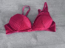 Women's Push Up Bra Padded Size 32B with Lace Detail In Red Fabulously Sexy