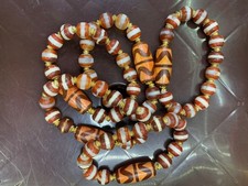 5 Tibetan Natural 1Line Agate Dzi Beads W/Agate Tiger Teeth Dzi Bead Bracelets