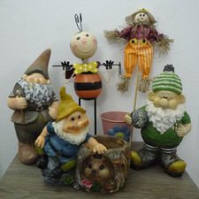 Gnomes Scarecrow Ladybird Garden Ornaments Statues Patio Border Yard Decorations
