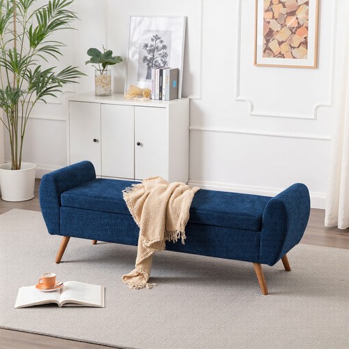 Storage bench ottoman chenille - storage,