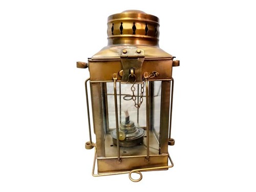 Brass oil lantern antique - brass,