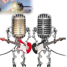 LED Desk Lamp Vintage Microphone Robot Retro Steampunk Ornaments Home Decor Gift