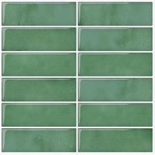 DEWOO Green Peel and Stick Backsplash Subway Wall Tile for Kitchen Bathroom 12”