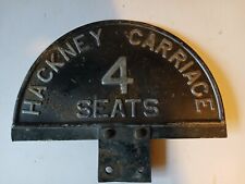 Hackney Carriage 4 seats metal plate. Vintage Hackney Carriace plate.