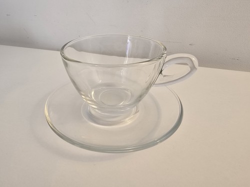 Clear glass cup - and, saucer