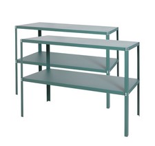 Green Metal 2 Tier Greenhouse Staging Steel Solid Top Work Bench 119cm Pack of 2