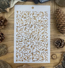 🇬🇧 LEAF FLORAL PATTERN STENCIL reusable. card making crafts scrap-booking