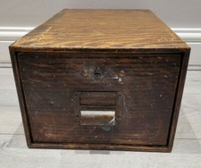 Vintage c1970's Scumble Glazed Metal Standalone Card Filing Box / Filing Cabinet