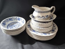 Rare Vintage The Blue Onion Enoch Wedgwood Tunstall Dinner Set of 6