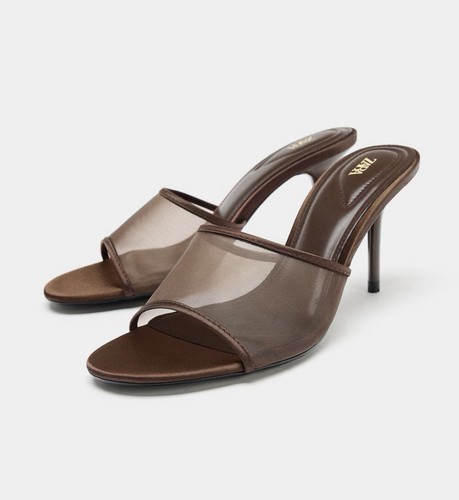 Zara mesh heeled sandals - zara, uk