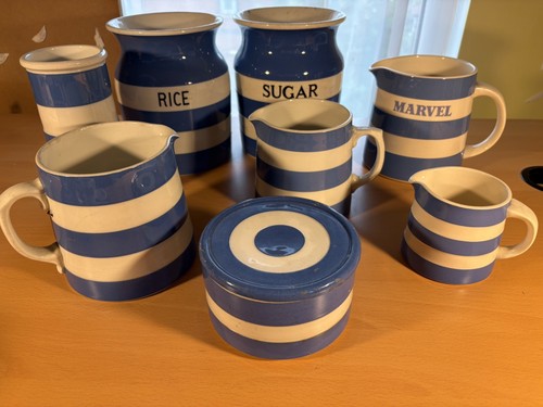 Green cornishware pots - cornishware,